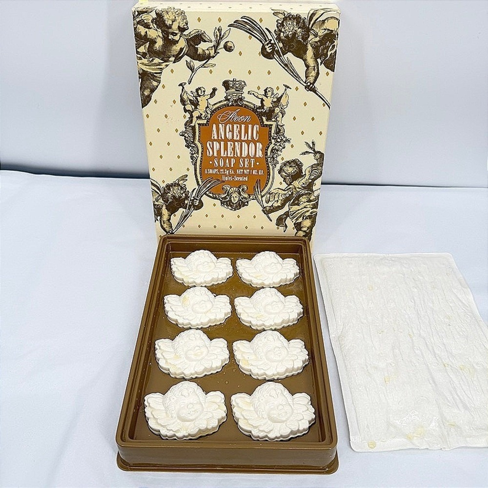 Avon Angelic Splendor Soap Set Cherub Angel Guest Bath Decor Vintage 8pc 1oz
